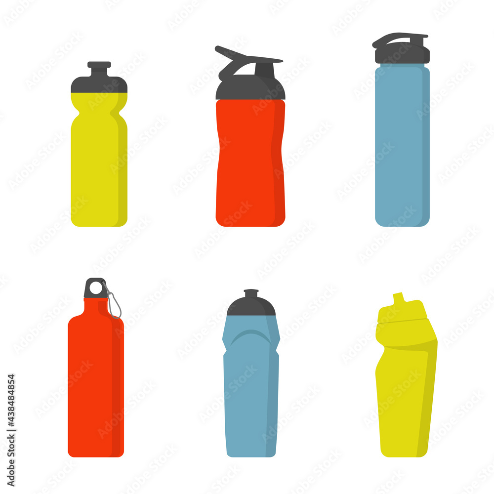 Sport water bottles set . Illustration of container water for sport and fitness. Sport water bottles set . Illustration of container water for sport and fitness.