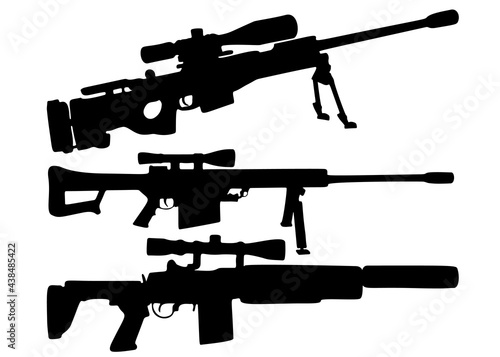 Sniper firearms included. Vector image.