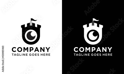 Castle logo design template eye vector illustration