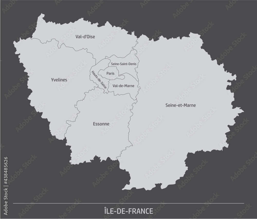 Ile-de-France administrative map