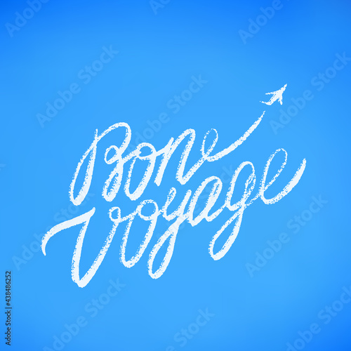 Obraz na plátně Bon voyage. Vector handwritten lettering card.