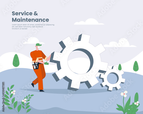 Service and maintenance flat illustration design concept vector
