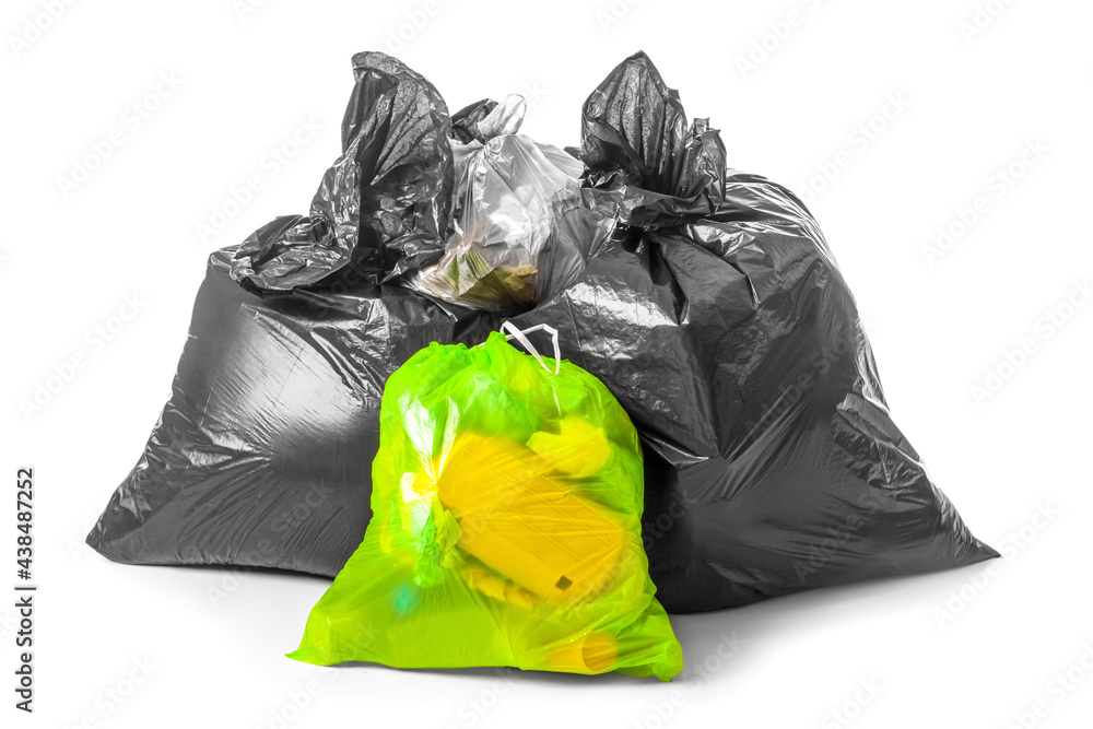 Bags with garbage on white background Bags with garbage on white background