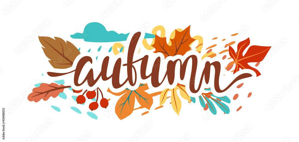 Floral background with autumn foliage. Illustration of falling leaves.