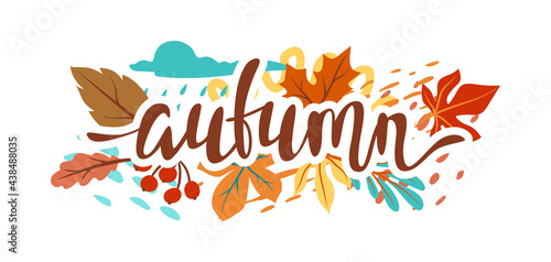 Floral background with autumn foliage. Illustration of falling leaves.