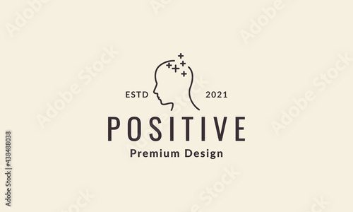 lines head positive thinking logo vector icon illustration design