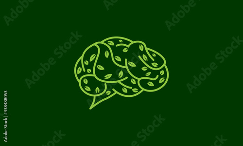 green leaf lines mind logo vector icon illustration design