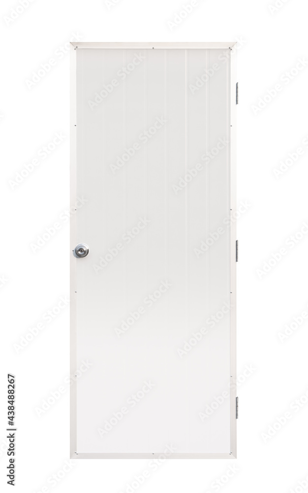 PVC factory door isolated on white background, real empty classic interior window frame for outdoor industry or business room design PVC factory door isolated on white background, real empty classic interior window frame for outdoor industry or business room design