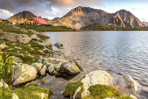 Tevno lake and Kamenitsa peak at Pirin Mountain, Bulgaria