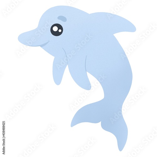 cute smiling blue dolphin with fins