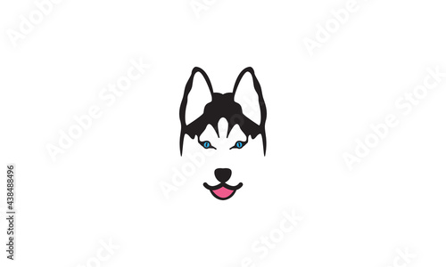 modern shape head dog siberian husky or wolf logo vector icon illustration design