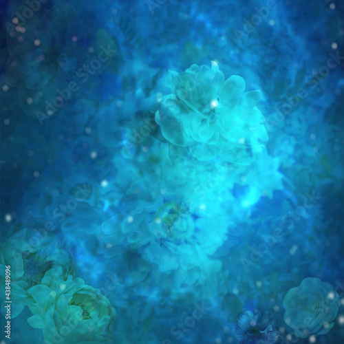 Galactic flowers are blue. Delicate floral space. © Наталья Ло