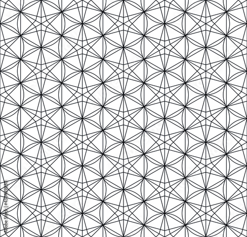 Japanese seamless Kumiko pattern in black and white.Fine lines.