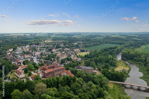  Benediktinerkloster in Wechselburg aus der Vogelperspektive