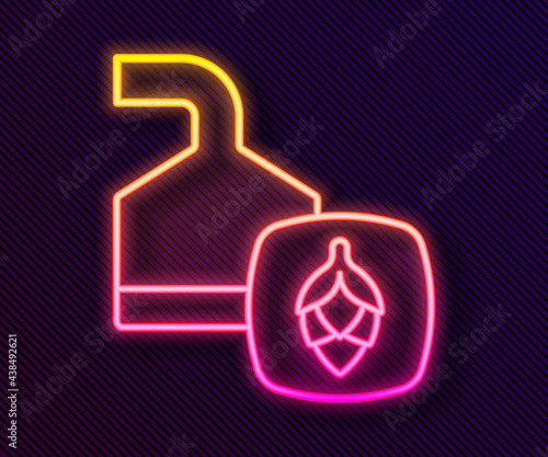 Glowing neon line Traditional brewing vessels in brewery icon isolated on black background. Beer brewing process. Distillery plant, brewery. Vector
