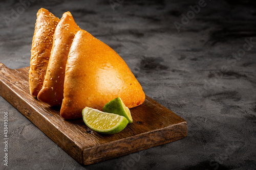 Arabic meat sfiha on the table.