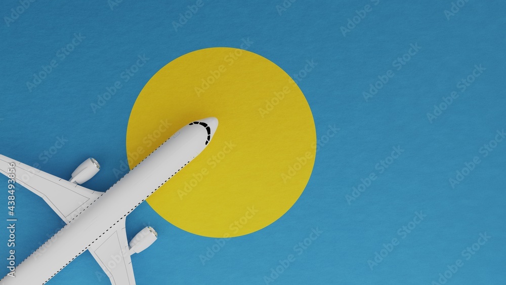 Top Down View of a Plane in the Corner on Top of the Country Flag of ountry Flag of PalauFile ID(s): 438493856 - Original name(s): A138_Palau Top Down View of a Plane in the Corner on Top of the Country Flag of ountry Flag of PalauFile ID(s): 438493856 - Original name(s): A138_Palau
