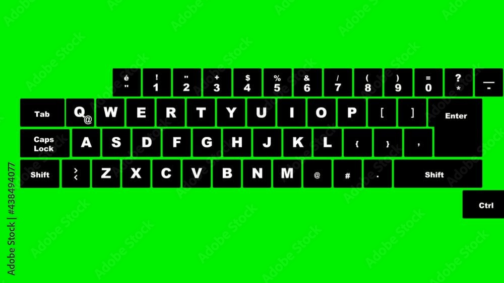 Animated keyboard.Line of from left and right.4K.Green