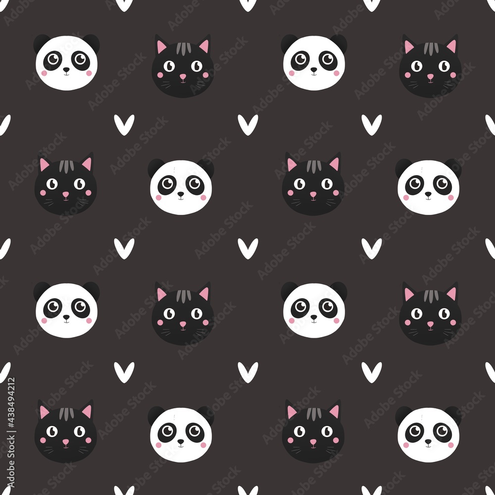 cute pattern for kids with cats and pandas cute pattern for kids with cats and pandas
