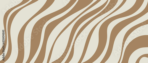 Zebra background in cartoon style, smooth wavy lines. Template for a modern cover.