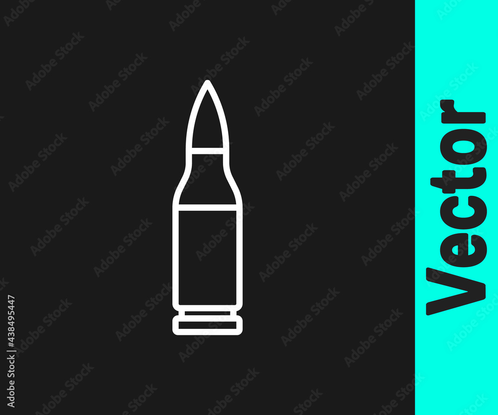 White line Bullet icon isolated on black background. Vector White line Bullet icon isolated on black background. Vector