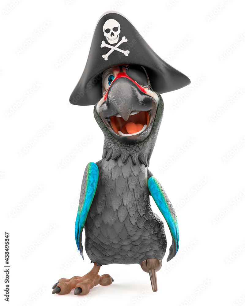 Naklejka premium parrot cartoon is doing a super model pose