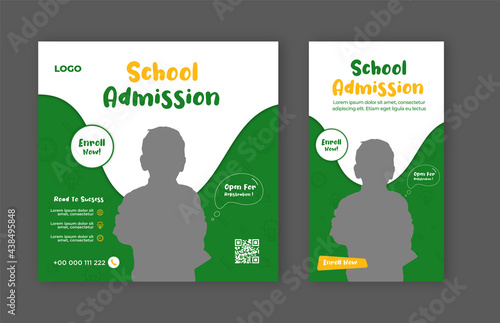 School admission open now social media post and story banner template	