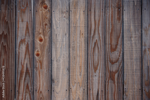 Full frame close-up view of a segment of the rough surface of a weathered wood plank fence