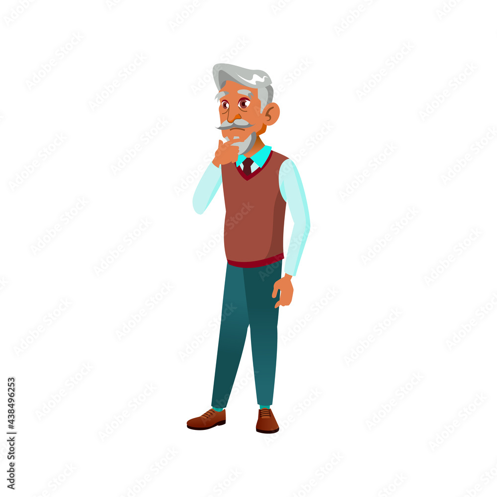 aged man professor thinking about problem cartoon vector. aged man professor thinking about problem character. isolated flat cartoon illustration