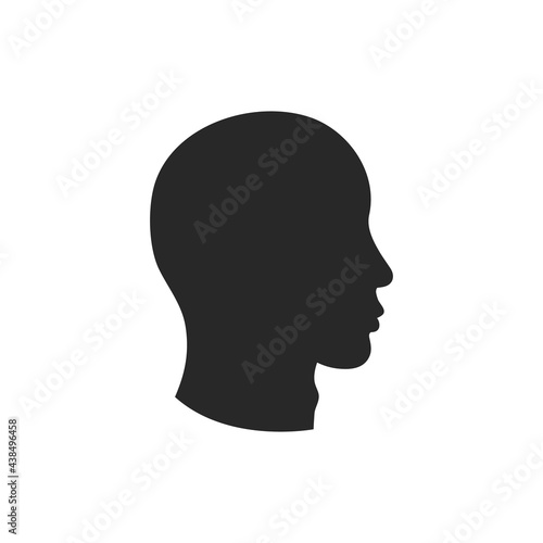 Human head profile silhouette. Black human head icon isolated on white background. Vector illustration