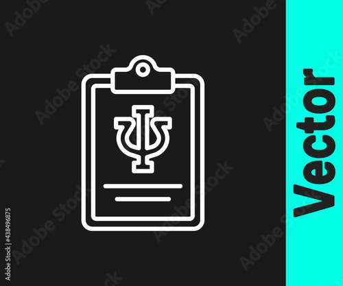 White line Psychology icon isolated on black background. Psi symbol. Mental health concept, psychoanalysis analysis and psychotherapy. Vector