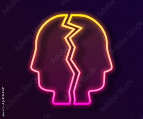 Glowing neon line Bipolar disorder icon isolated on black background. Vector