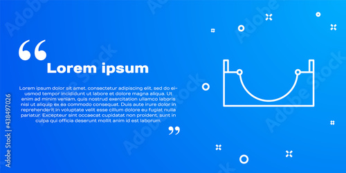 White line Skate park icon isolated on blue background. Set of ramp, roller, stairs for a skatepark. Extreme sport. Vector