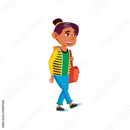 happy girl teenager walking in park cartoon vector. happy girl teenager walking in park character. isolated flat cartoon illustration