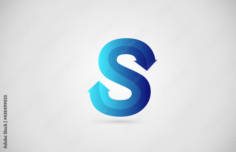 blue gradient arrow S alphabet letter logo icon for business and company. Creative design for corporate