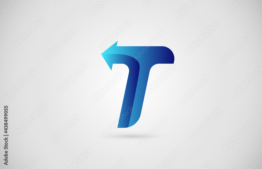 blue gradient arrow T alphabet letter logo icon for business and company. Creative design for corporate blue gradient arrow T alphabet letter logo icon for business and company. Creative design for corporate