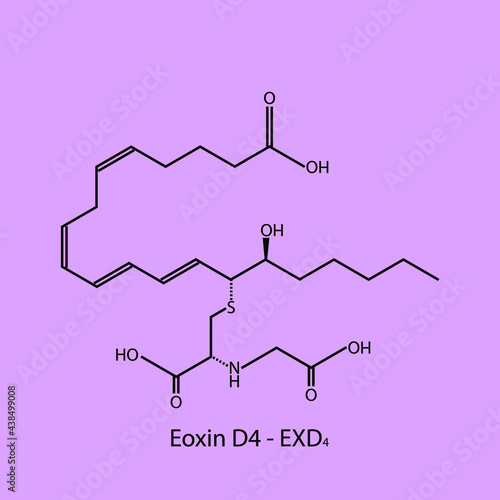 Eoxin D4 - Eoxin biomolecule molecular formula. Skeletal molecule structure vector eps10.