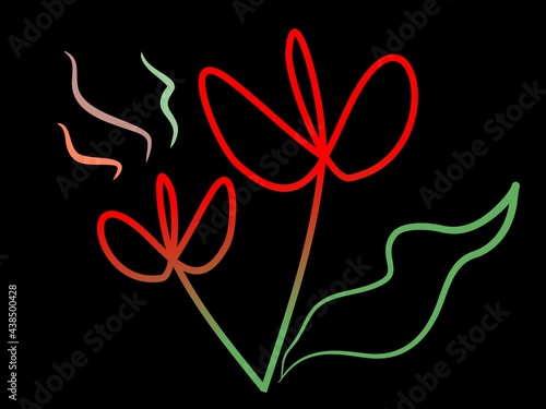 line art flowers summer doodle 