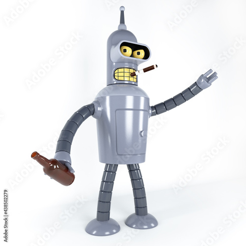 Fotografija Bender Bot Isolated on White Background.