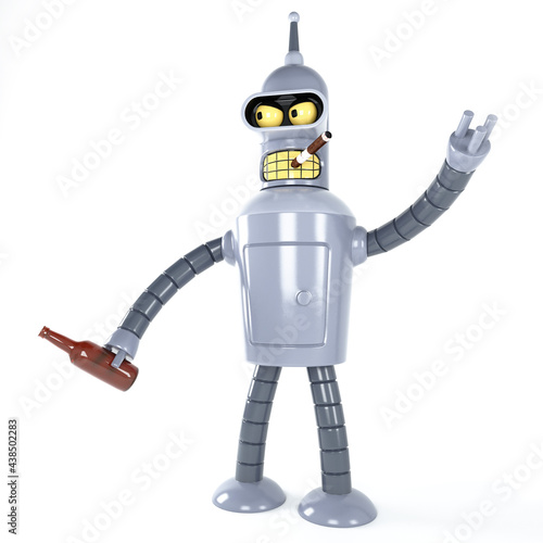 Tableau sur toile Bender Bot Isolated on White Background.