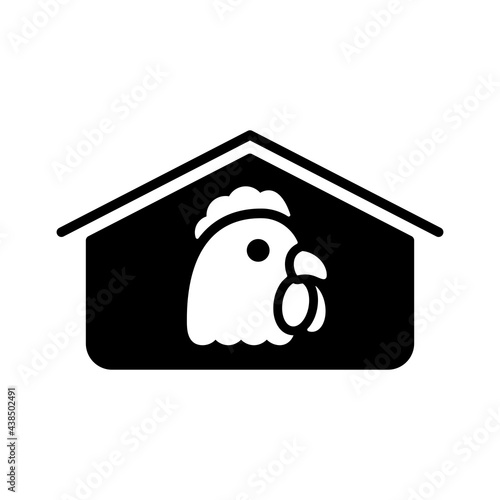 Chicken house vector glyph icon. Farm animal sign