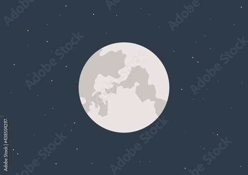 A full moon surrounded by stars in the dark night sky, astronomy theme