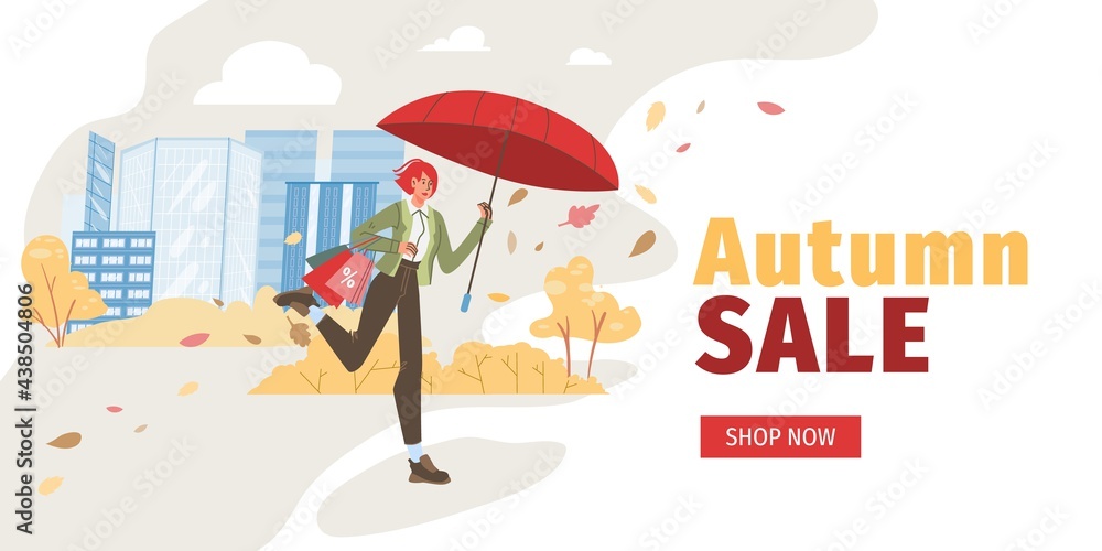Vector flat cartoon characters at autumn sale,walking and run for shopping discounts - online web season sales,social media,fashion,emotions,lifestyle concept Vector flat cartoon characters at autumn sale,walking and run for shopping discounts - online web season sales,social media,fashion,emotions,lifestyle concept