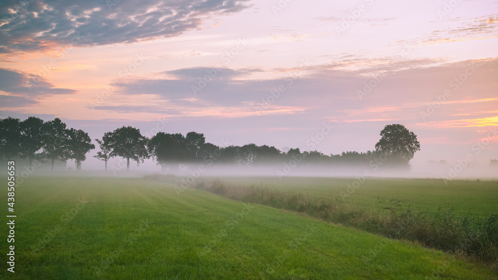 Early morning ground fog in the countryside.