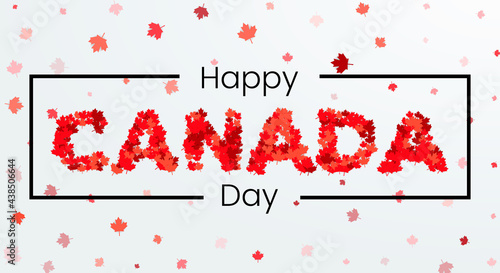 Happy Canada Day Greeting Card Design with the red Maple leaf. 1st of July celebration background. Vector Illustration.