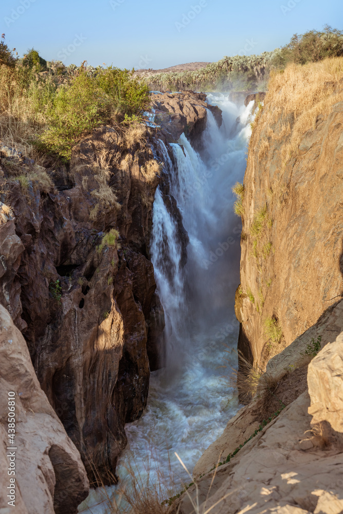 Vertical composition of the Epupa falls, Kunene river, Namibia/Angola border, Kaokoveld region