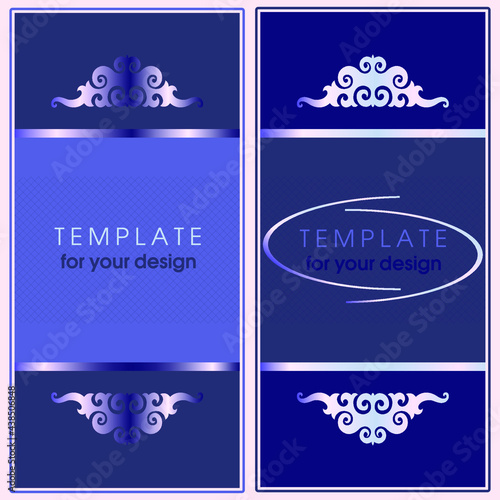 Cards with nomad patterns and blue ribbons for invitations and greetings. A template for your wedding design