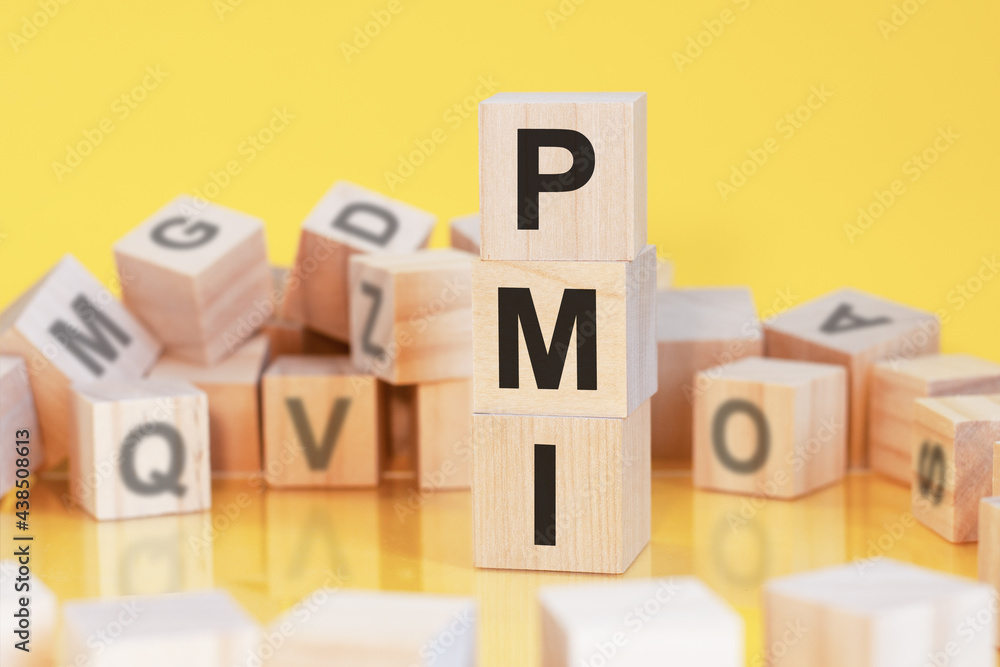 word pmi from wooden blocks with letters, concept word pmi from wooden blocks with letters, concept