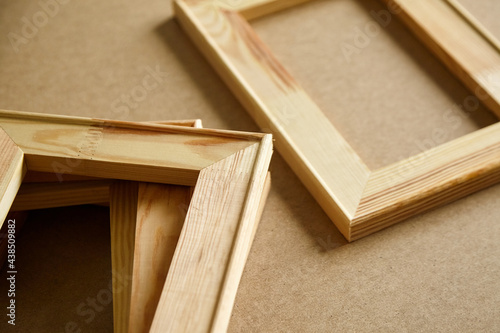 Stretcher bars. Stacked wooden frames