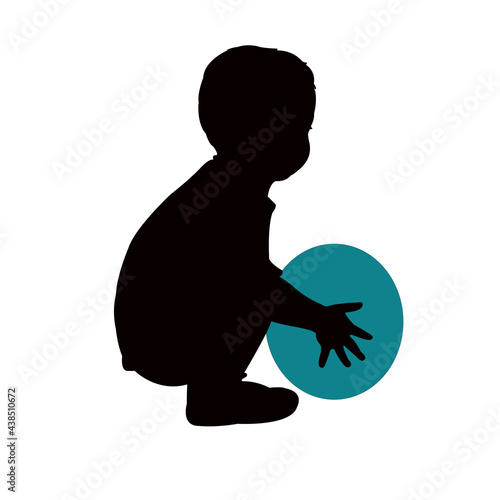 a boy with ball, body silhouette vector